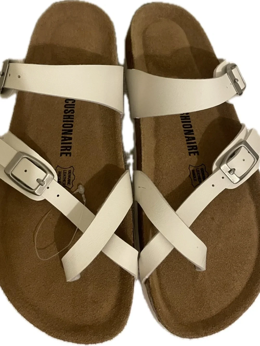 Cushionaire Luna Cork White Strappy Sandals Size 10 w/Dust Spot - Picture 1 of 12